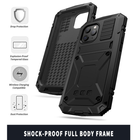 Противоударный металлический чехол R-JUST Dustproof на iPhone 12 Pro Max - черный