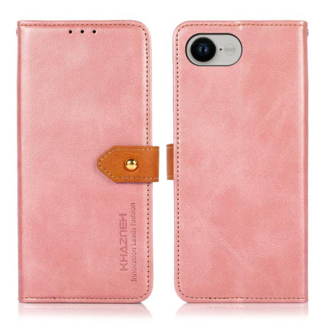 Чохол-книжка KHAZNEH Dual-color Cowhide для iPhone 16e - рожеве золото
