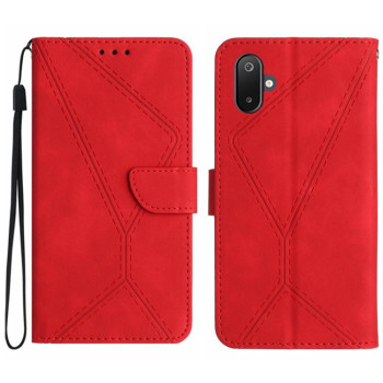 Чехол-книжка Stitching Embossed Leather для Samsung Galaxy F06 5G / M06 5G - красный