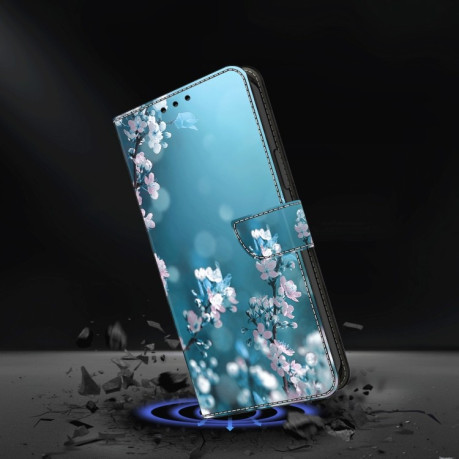 Чехол-книжка Crystal 3D Shockproof Protective Leather для iPhone 15 Pro Max - Plum Flower