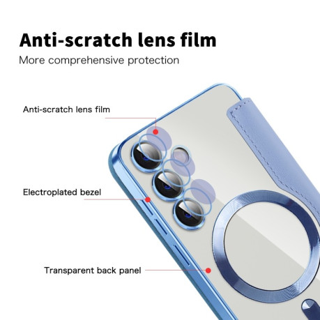 Чохол-книжка Shield MagSafe RFID Anti-theft Leather  для Samsung Galaxy S25+ 5G - синій