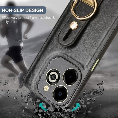 Протиударний чохол Wristband Leather Back для Infinix Smart 8 Plus / Smart 8 Pro - чорний