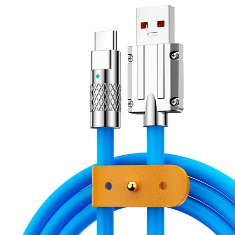 Кабель для швидкого заряджання Mech Series 6A 120W USB до USB-C / Type-C Metal Plug Silicone Fast Charging Data Cable, Length: 1.8m - синій