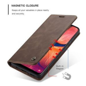 Чохол-книжка CaseMe-013 багатофункціональний з кишенькою для карток на Samsung Galaxy A20 / A30-кавовий