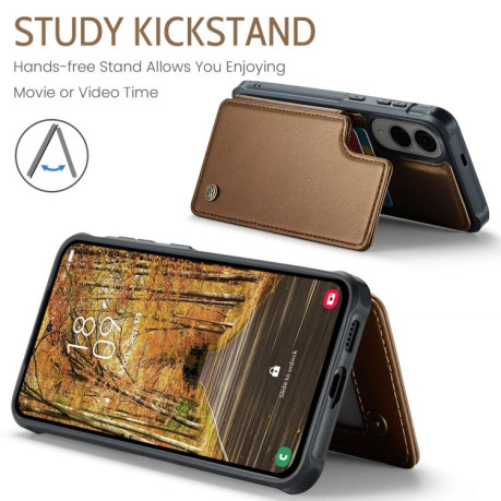 Чехол CaseMe C22 Card Slots Holder RFID Anti-theft для Samsung Galaxy S25 Edge 5G - коричневый