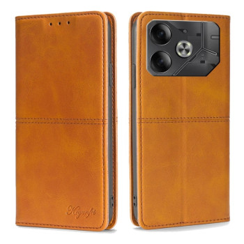 Чехол-книжка Cow Texture Magnetic на Tecno Pova 6 5G — светло-коричневый