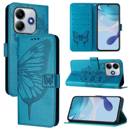 Чехол-книжка Embossed Butterfly для Xiaomi Poco M7 Pro 5G Global - синий