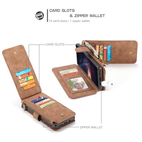 Шкіряний чохол-гаманець CaseMe на Samsung Galaxy Note 9 Crazy Horse Texcture-коричневий