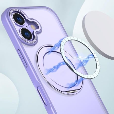 Чехол kalebol с MagSafe и подставкой 360 Metal Ring Holder на iPhone 17  - фиолетовый