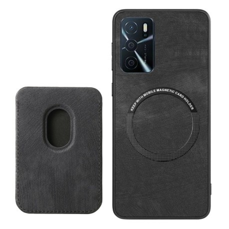 Противоударный чехол Retro Leather Card Bag Magnetic для OPPO A38 4G / A18 4G - черный