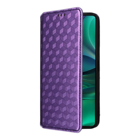 Чехол-книжка Stylus Cubic Grid Texture Flip Leather для Motorola Edge 60 - фиолетовый