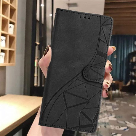 Чехол-книжка Triangles Embossed Leather для Motorola Edge 60 - черный