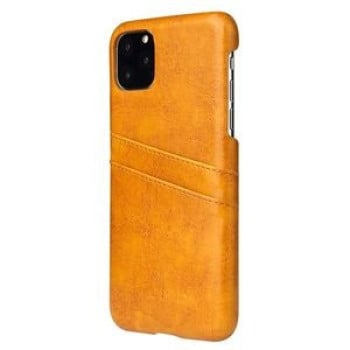 Шкіряний чохол Fierre Shann Retro Oil Wax Texture зі слотом для кредитних карт на iPhone 11 Pro-жовтий