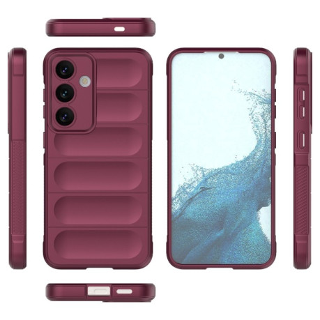 Силиконовый чехол Magic Flannel для Samsung Galaxy S24 5G - винно-красный