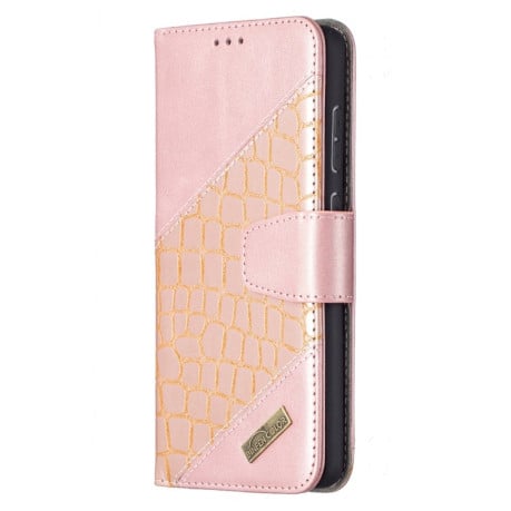Чехол-книжка Matching Color Crocodile Texture на Samsung Galaxy A72 - розовое золото
