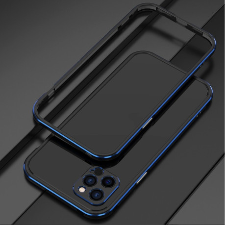 Металлический бампер Aurora Series + защита на камеру для iPhone 12 mini - черно-синий