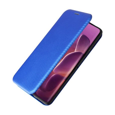 Чехол-книжка Carbon Fiber Texture на Motorola Edge 60 Pro - синій