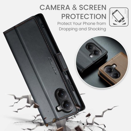 Чохол-книжка CaseMe 023 Butterfly Buckle Litchi Texture RFID Anti-theft Leather для Xiaomi Poco X7 Pro - чорний