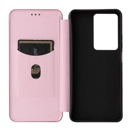 Чехол-книжка Carbon Fiber Texture на Realme C75 4G Global - розовый