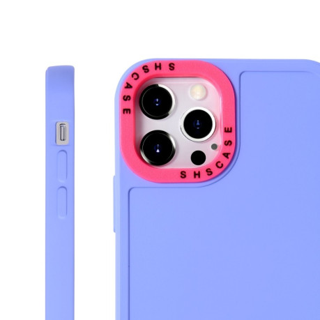 Противоударный чехол Color Contrast Lens для iPhone 14 Plus - розовый
