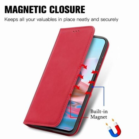 Чехол-книжка Retro Skin Feel Business Magnetic на Xiaomi Redmi Note 10/10s/Poco M5s - красный