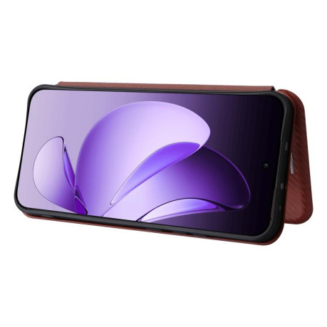 Чохол-книжка Carbon Fiber Texture на OPPO Reno13 5G Global - коричневий