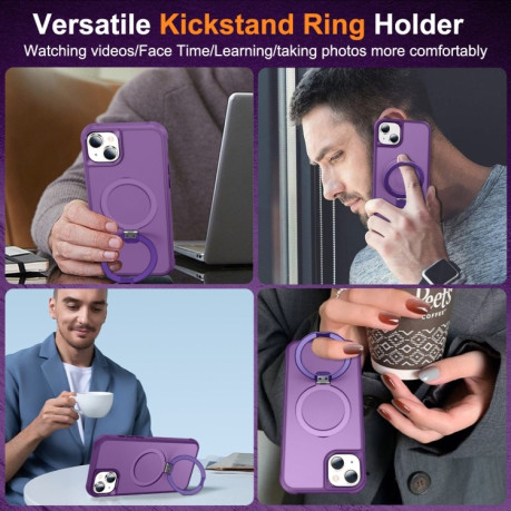 Противоударный чехол HTM MagSafe Magnetic Holder для iPhone 15 - фиолетовый