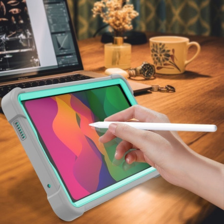 Чохол Silicone Hybrid PC Tablet Case with Holder &amp; Shoulder Strap для Xiaomi Redmi Pad SE 8.7 - Mint Green + Grey