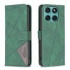 Чохол-книжка з фактурою Rhombus та магнітним хлястиком на Motorola Edge 60 Fusion - зелений