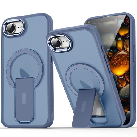 Противоударный чехол Acrylic Hybrid TPU MagSafe Holder для iPhone 16e - синий