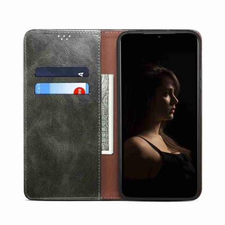 Чехол-книжка Simple Wax Crazy Horse для Samsung Galaxy A35 5G - зеленый