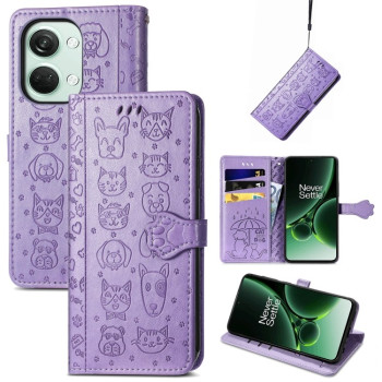 Чехол-книжка Cat and Dog для OnePlus Nord 3 - фиолетовый