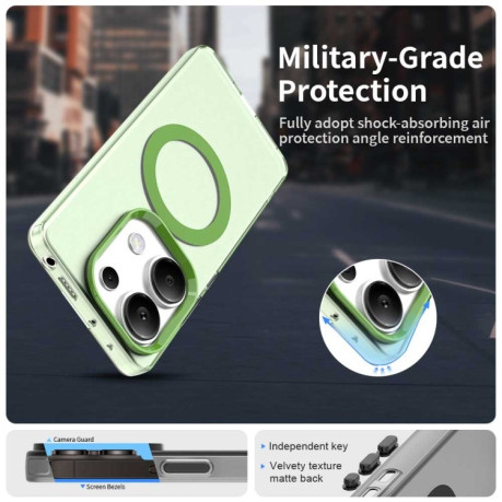 Противоударный чехол MagSafe Holder PC Hybrid для Xiaomi Redmi Note Redmi Note 14S/ 13 Pro 4G / POCO M6 Pro 4G - зеленый