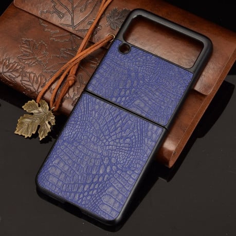 Ударопрочный чехол Crocodile Texture на Samsung Galaxy Z Flip3 5G - синий