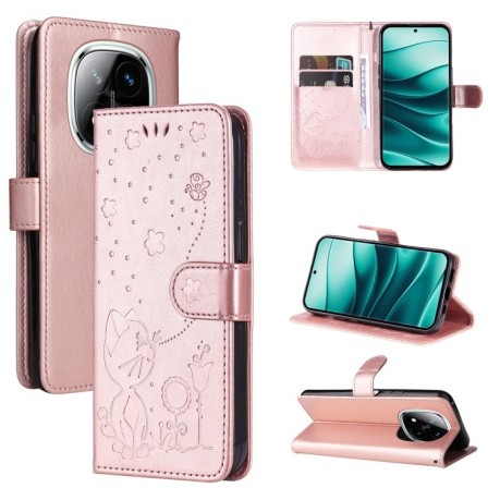 Чехол-книжка Cat and Dog для Xiaomi Redmi Note 14 Pro / 14 Pro+ 5G - розовое золото