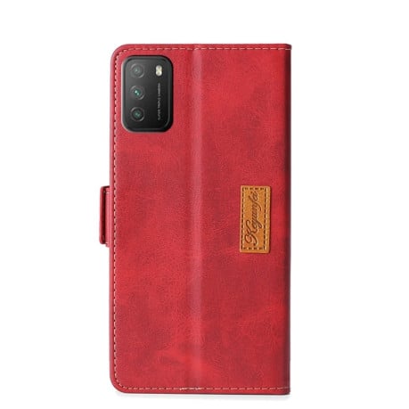 Чехол-книжка Contrast Retro Texture на Xiaomi Poco M3 - красный