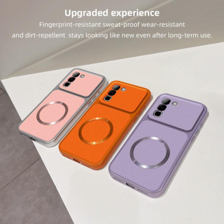 Магнітний чохол Escase Lambskin Series з м'яким покриттям на Infinix Hot 70 4G — помаранчевий