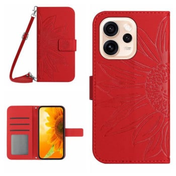 Чохол-книжка Skin Feel з малюнком соняшника на OPPO Reno15 Pro 5G Global — червоний