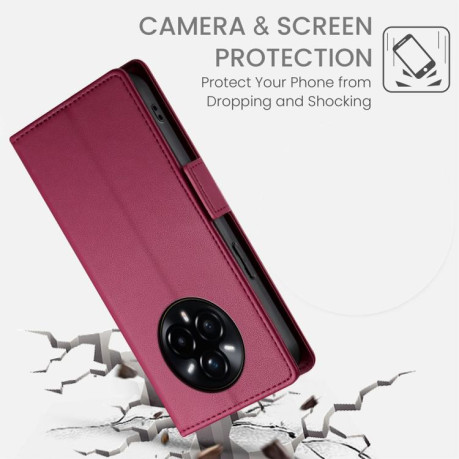 Чохол-книжка Side Buckle Magnetic Frosted Leather для Realme 14 Pro+ - винно-червоний