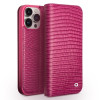 Кожаный чехол-книжка QIALINO Crocodile Texture для iPhone 15 Pro - пурпурно-красный