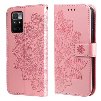 Чохол-книжка 7-petal Flowers Embossing для Xiaomi Redmi 10 - рожеве золото