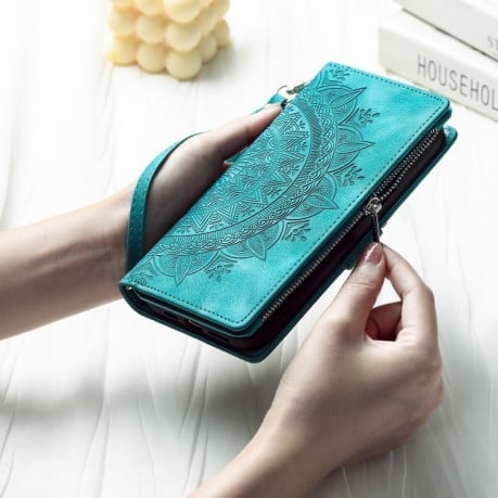 Чехол-книжка Multi-Card Totem Zipper Leather для Samsung Galaxy A36 - зеленый