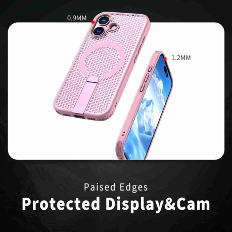 Чохол kalebol Honeycomb Cooling з MagSafe та підставкою на iPhone 17 - рожевий