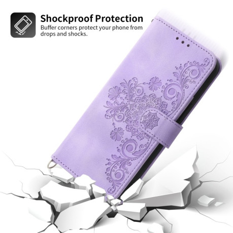 Чехол-книжка Skin-feel Flowers Embossed для Samsung Galaxy A24 4G - фиолетовый