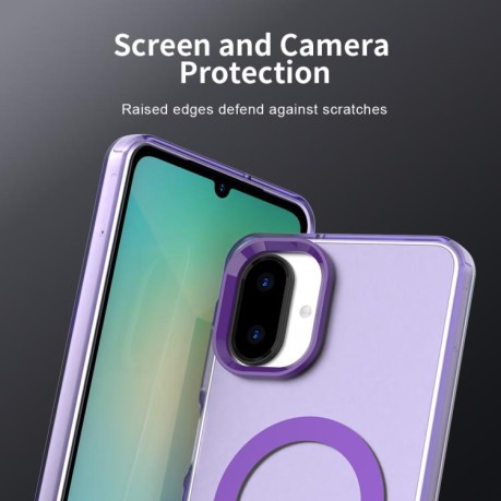 Противоударный чехол Candy Magsafe PC Hybrid TPU для Samsung Galaxy A07 4G - фиолетовый