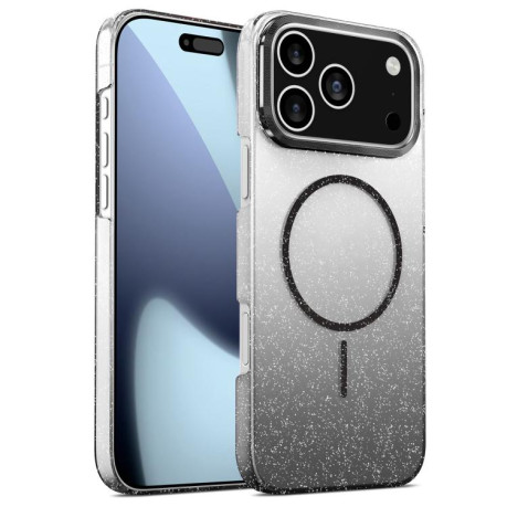 Противоударный чехол Gold Diamond Glitter Gradient MagSafe для iPhone 17 Pro - черный