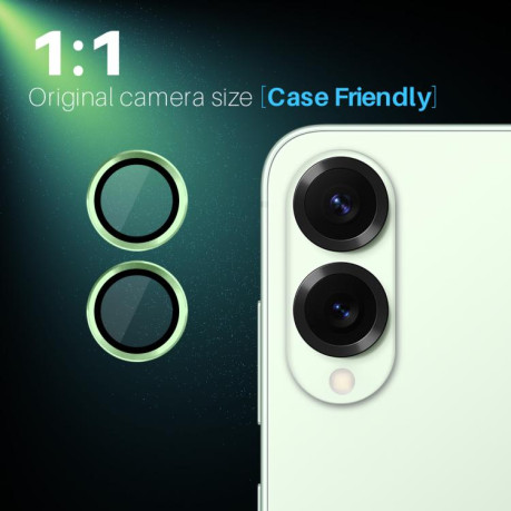 Защитное стекло на камеру NORTHJO Camera Lens Protector CD Metal Ring на Samsung Galaxy S25 Edge 5G - зеленое