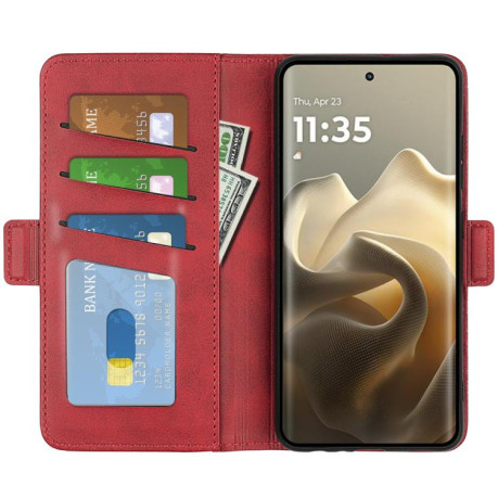 Чехол-книжка Dual-side Magnetic Buckle для Motorola Edge 60 Pro - червоний
