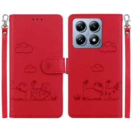 Чохол-книжка Cute Cats RFID Leather для Xiaomi 14T Pro - червоний