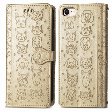 Чехол-книжка Cat and Dog для iPhone 16e - золотой